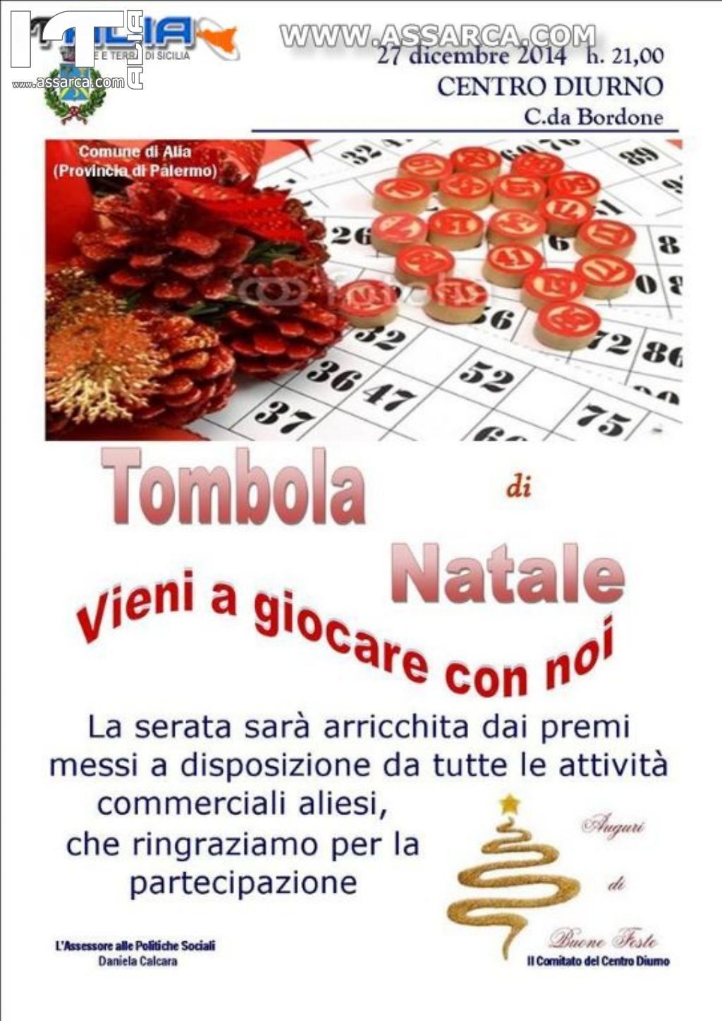 UNA SERATA AL CENTRO DIURNO GIOCANDO A " TOMBOLA "- SABATO 27 /12/ 2014