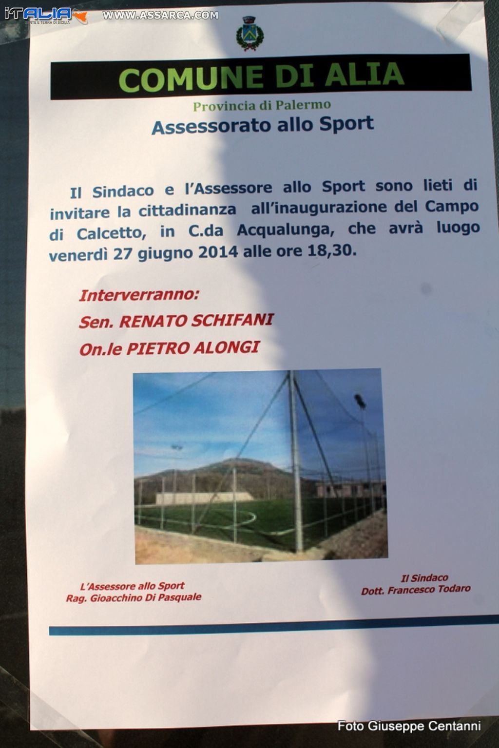 INAUGURAZIONE CAMPETTO SPORTIVO    ALIA 27 GIUGNO 2014