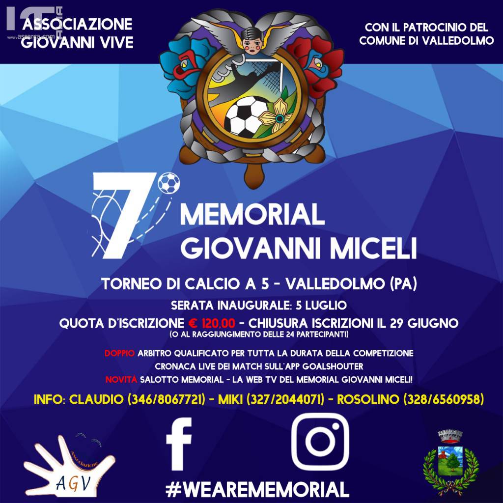 Tra il calcio a 5 e i social media: meno di un mese al 7 Memorial Giovanni Miceli di Valledolmo, 