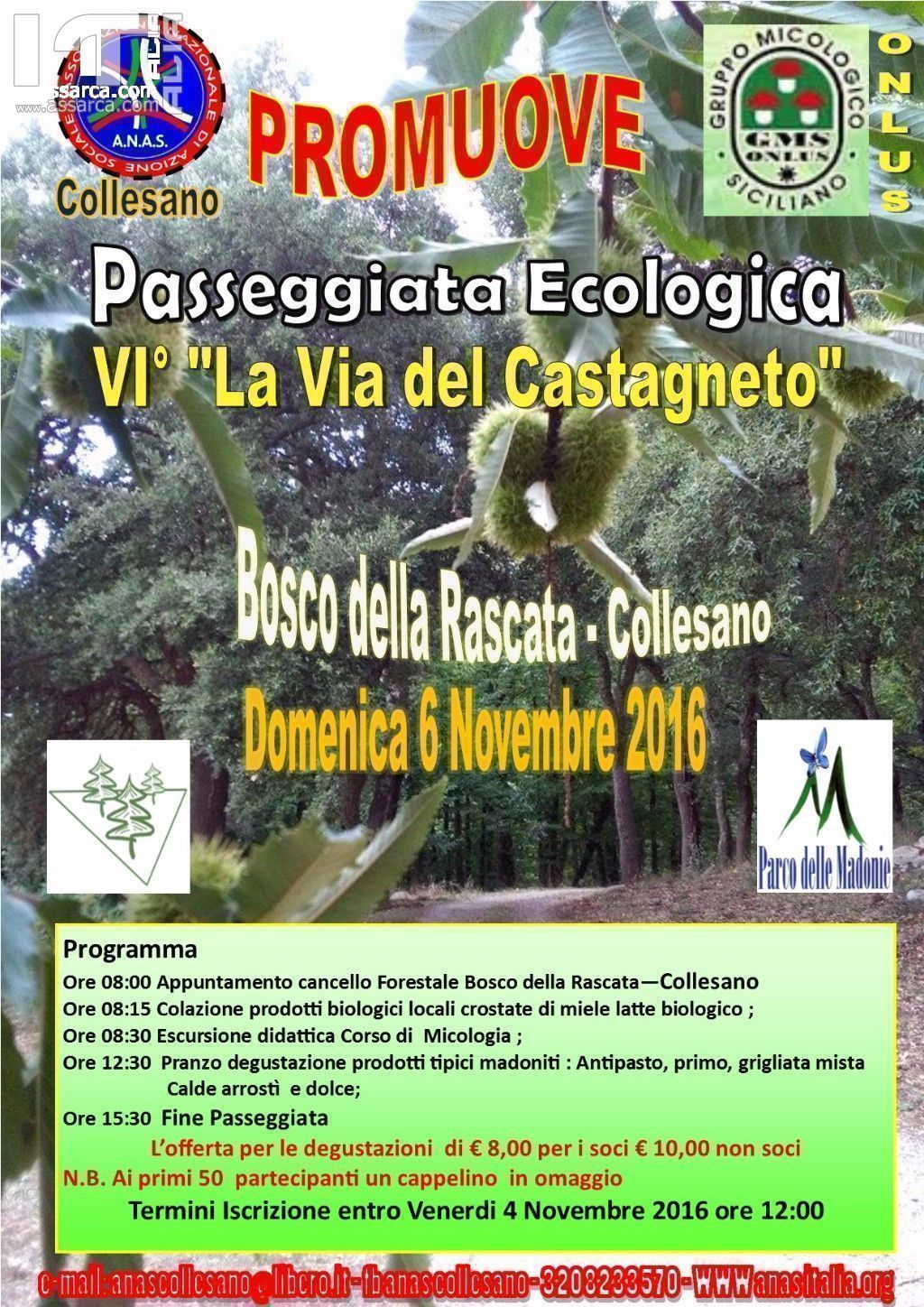 Collesano. Domenica 6 Novembre 2016  6^ Passeggiata Ecologica La via del castagneto