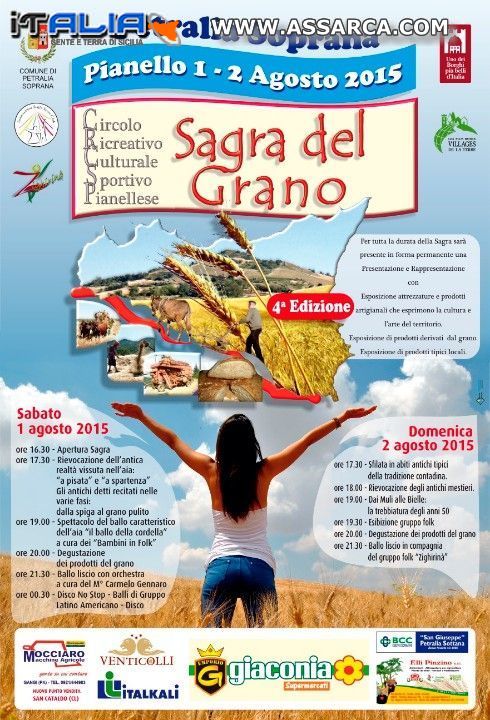 WEEKEND A PIANELLO DI PETRALIA SOPRANA CON LA 4 SAGRA DEL GRANO