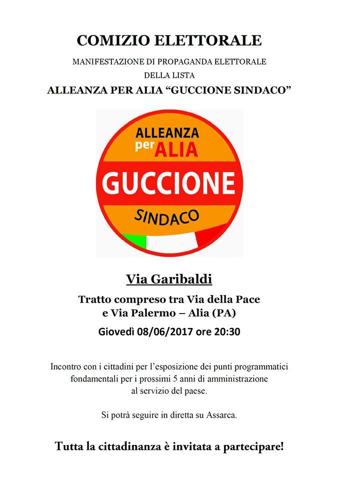 COMIZIO ELETTORALE
ALLEANZA PER ALIA GUCCIONE SINDACO, 