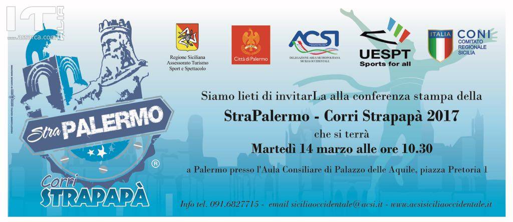 Podismo. Domani la conferenza stampa della  II STRAPALERMO, 