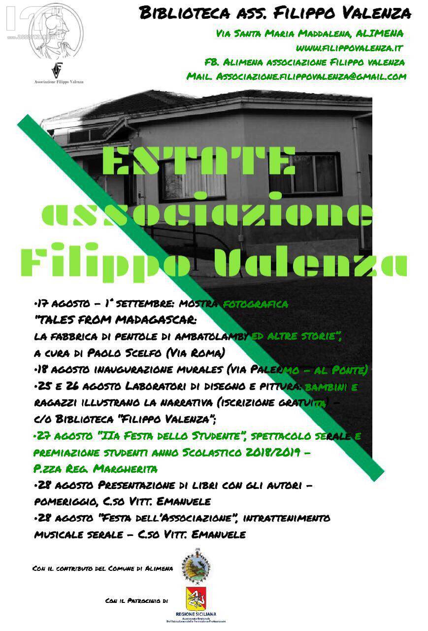 l`Associazione Filippo Valenza di Alimena: FESTA DELLO STUDENTE E PROGRAMMA ESTATE 2019