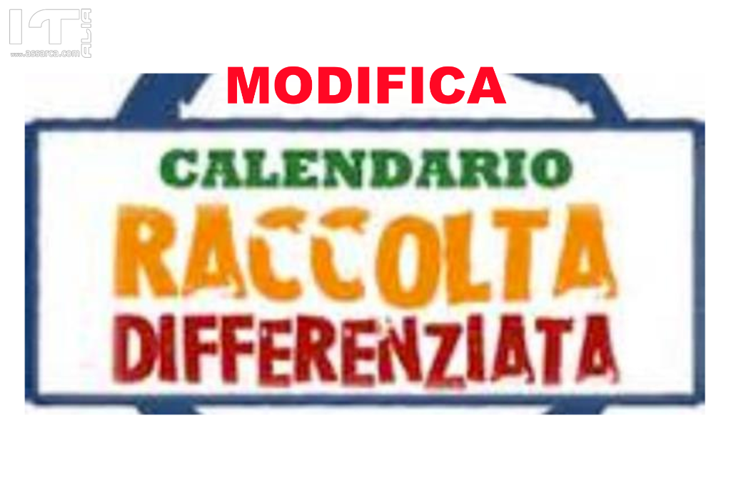 MODIFICA CALENDARIO RACCOLTA RIFIUTI DAL 24/12/2018 AL 5/01/2019