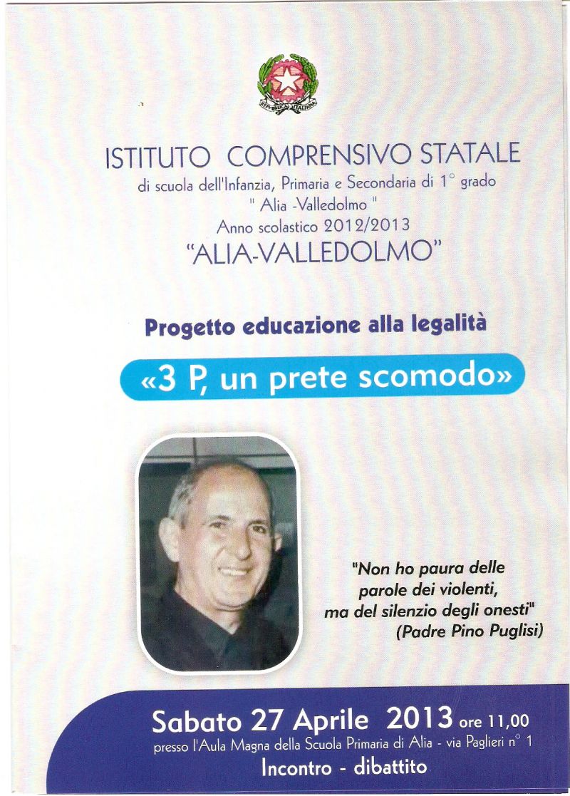 ALIA (PA) - PROGETTO EDUCAZIONE ALLA LEGALITA` 