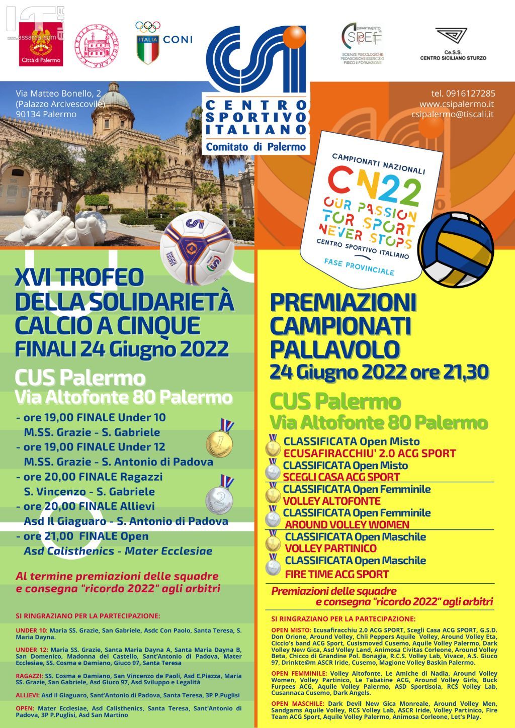 XVI TROFEO DELLA SOLIDARIETA` CALCIO A CINQUE