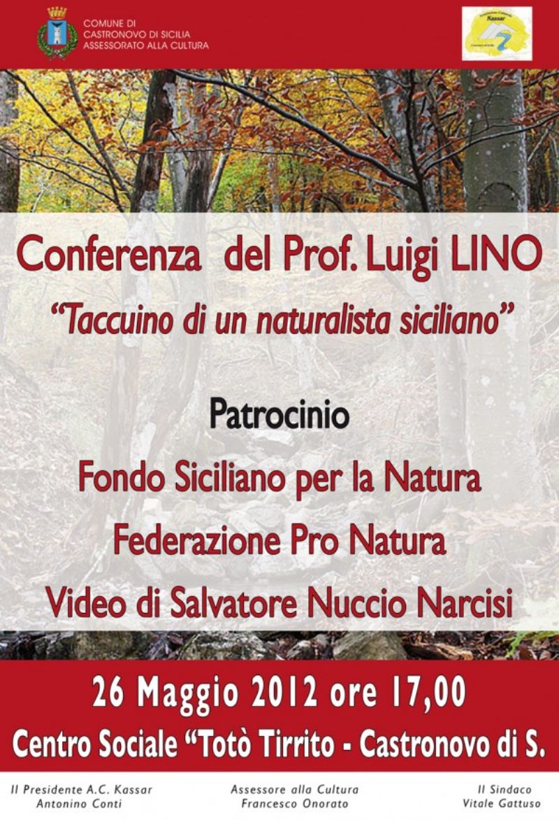 CASTRONOVO DI SICILIA (PA) : ?Taccuino di un naturalista siciliano?, conferenza di Luigi Lino