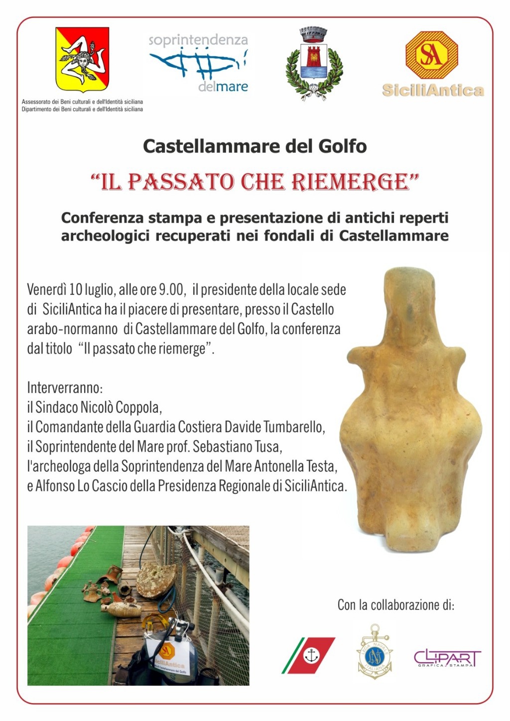 Il passato che riemerge. Conferenza stampa e presentazione di antichi reperti archeologici recuperati nei fondali di Castellammare