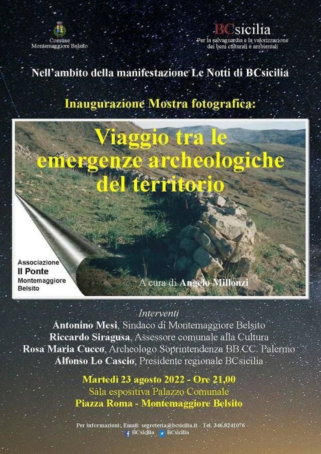 Inaugurazione Mostra fotografica: Viaggio tra le emergenze archeologiche del territorio A cura di Angelo Millonzi