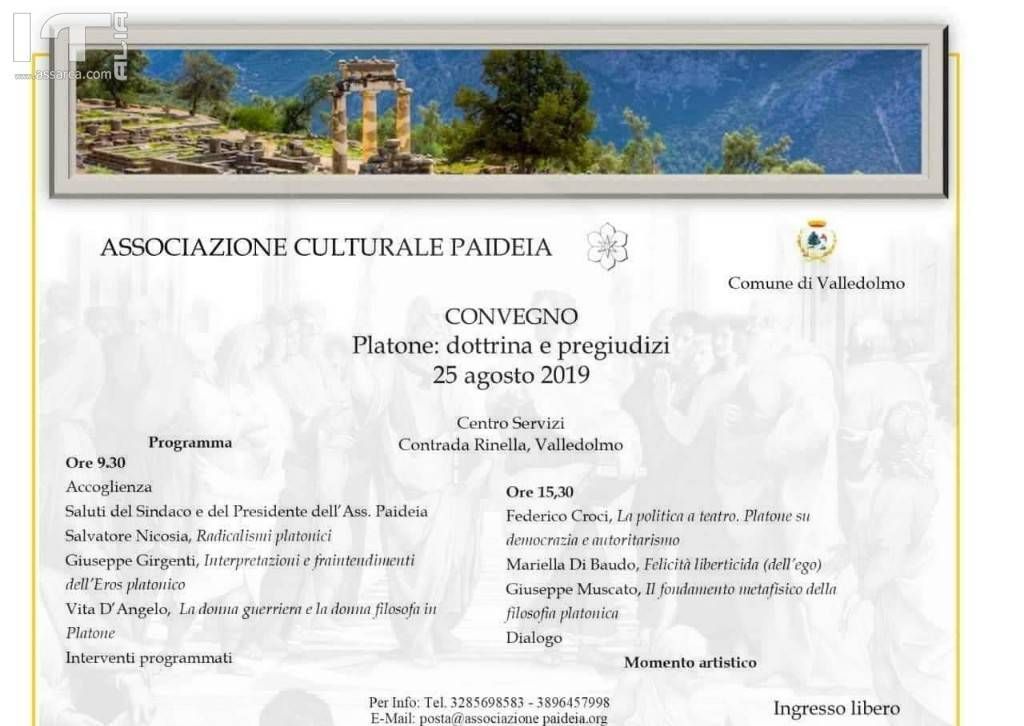 Valledolmo. Platone: dottrina e pregiudizi convegno dell`associazione Paideia
