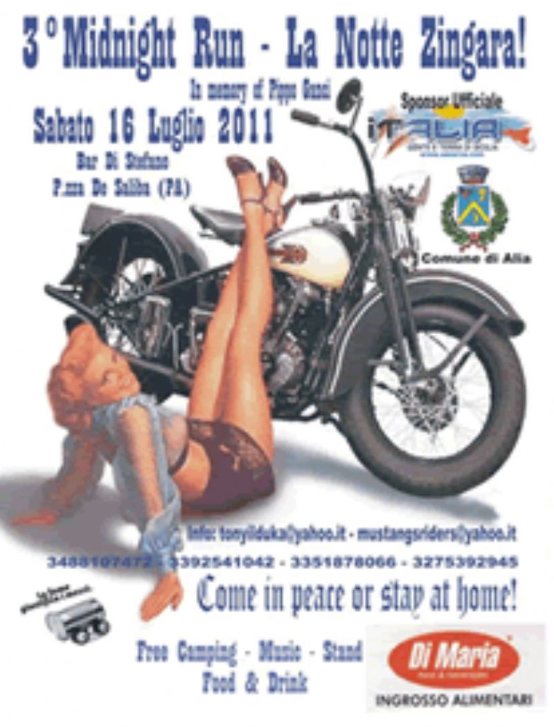 Alia (PA) - Motopasseggiata "3°Midnight run" la notte zingara