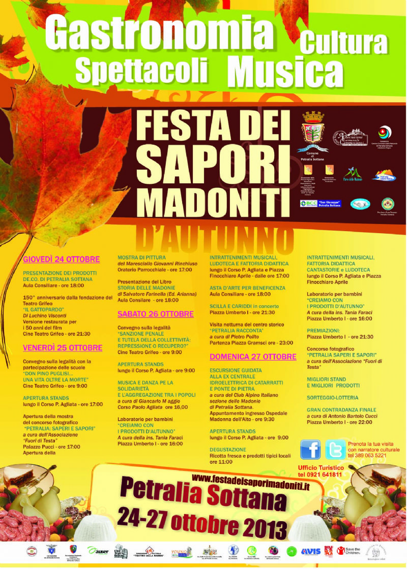 PETRALIA SOTTANA (PA) - Festa dei sapori madoniti dautunno, Petralia Sottana celebra gastronomia e cultura locali dal 24 al 27 ottobre