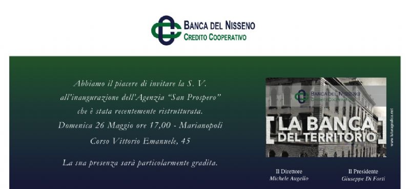 Inaugurazione agenzia Banca del Nisseno a Marianopoli