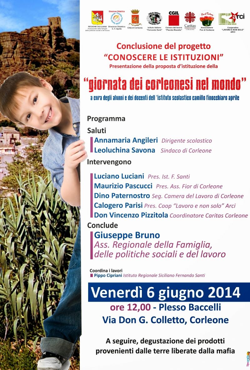 CORLEONE - Convegno per la presentazione della proposta 
distituzione della giornata dei corleonesi nel mondo.