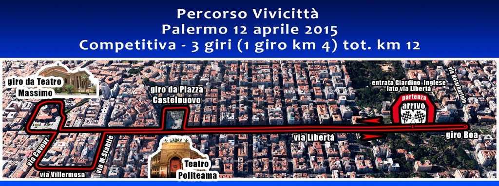 Podismo: Allestito il nuovo circuito del VIVICITTA di Palermo 2015.