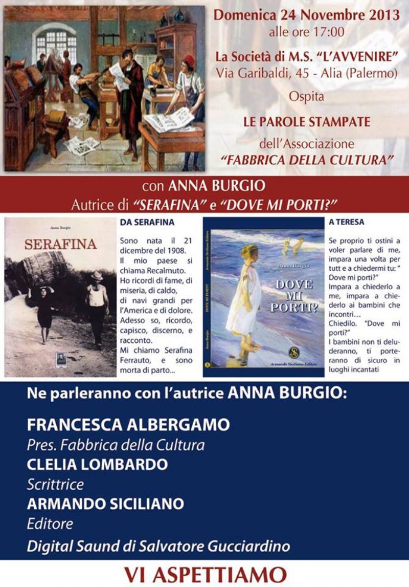 Lassociazione Fabbrica della Cultura presenta Le Parole Stampate con Anna Burgio