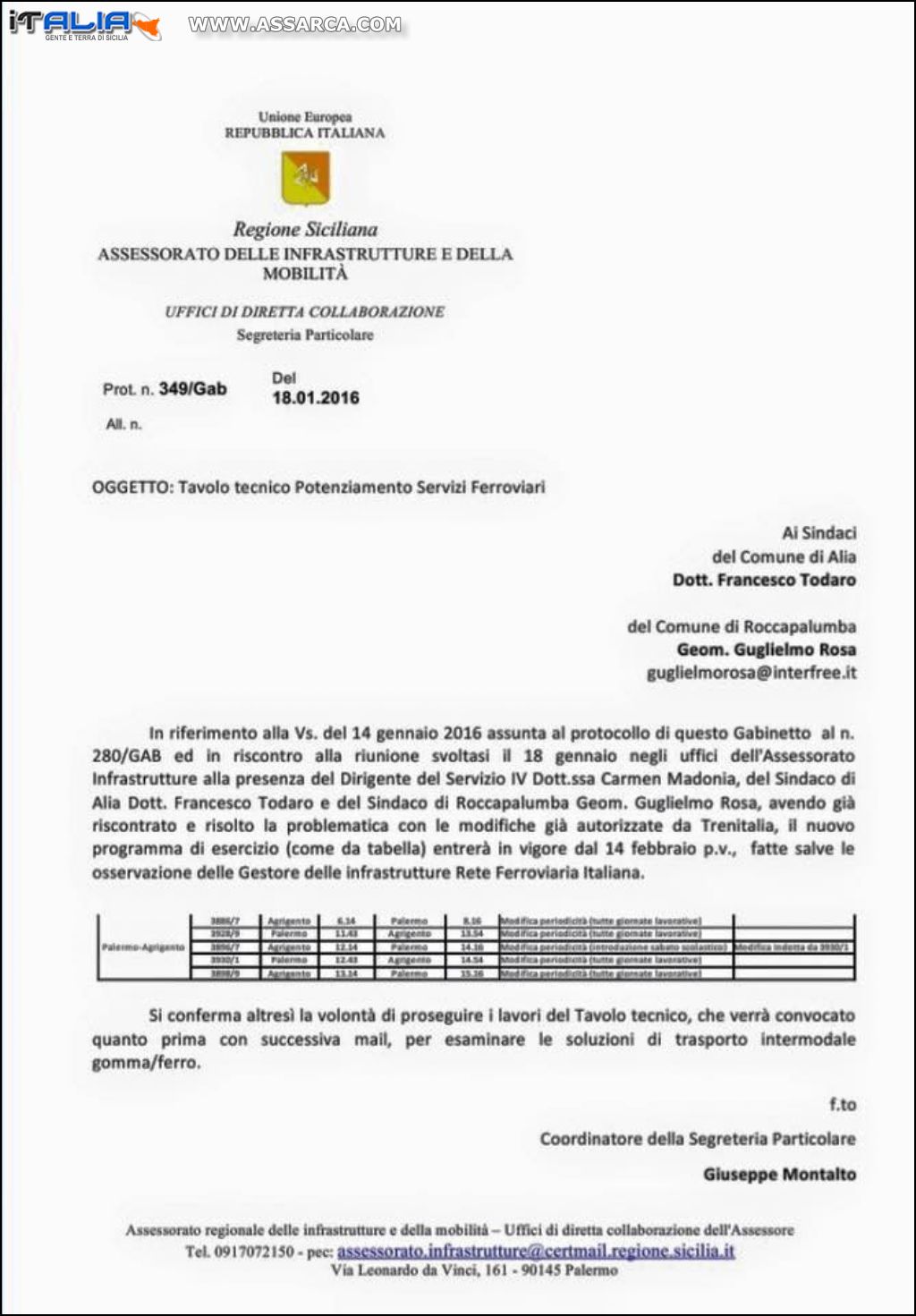 Potenziamento Servizi Ferroviari