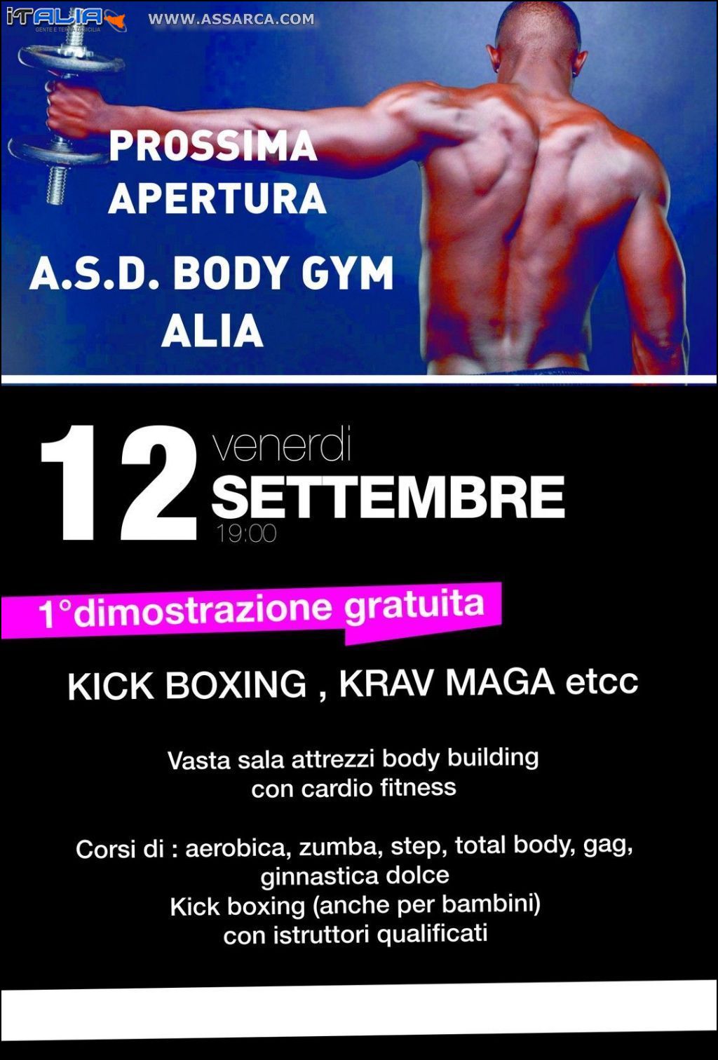 PROSSIMA APERTURA A.S.D. BODY GYM ALIA