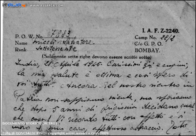 Documento storico (retro)