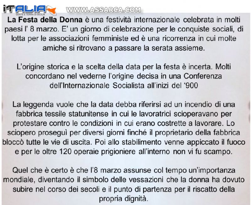 Oggi 8 Marzo Festa della Donna