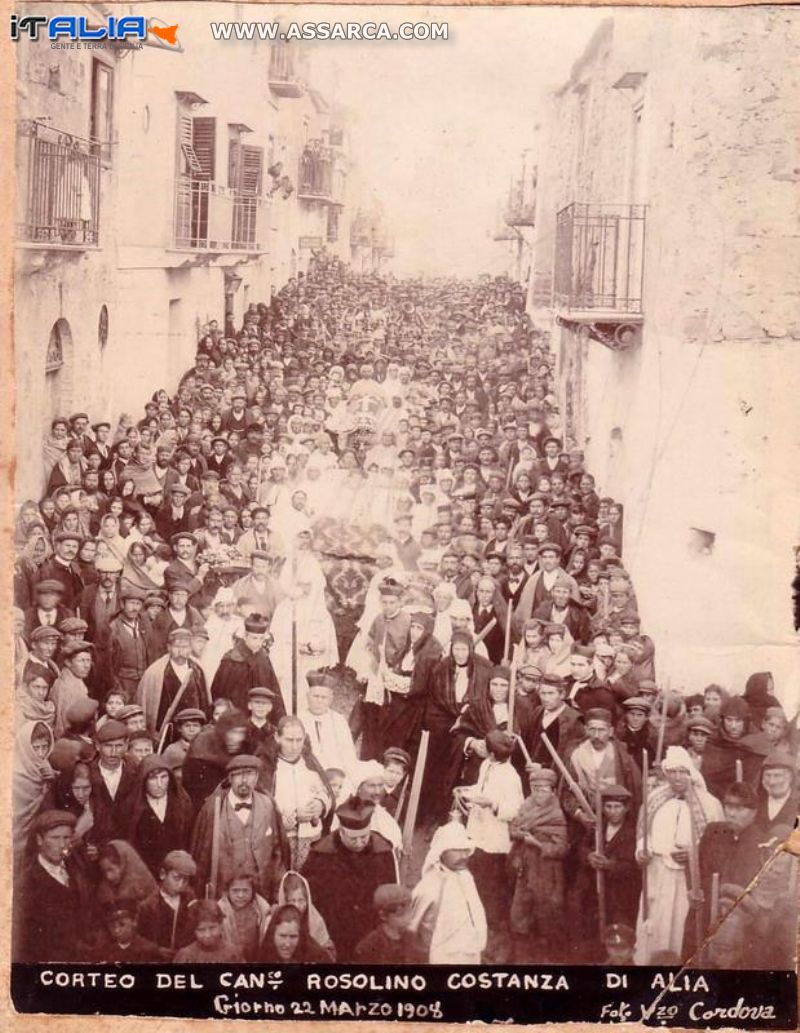 Corteo del Canonico Rosolino Costanza 22 Marzo 1908