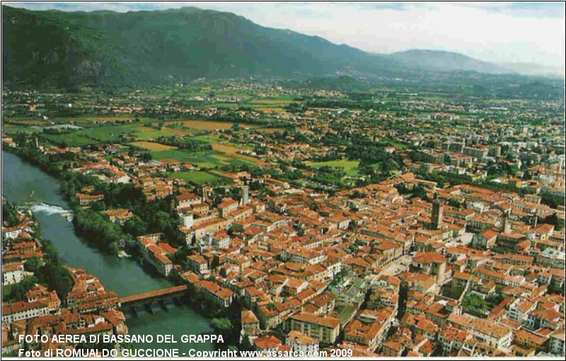 Foto aerea di Bassano del Grappa