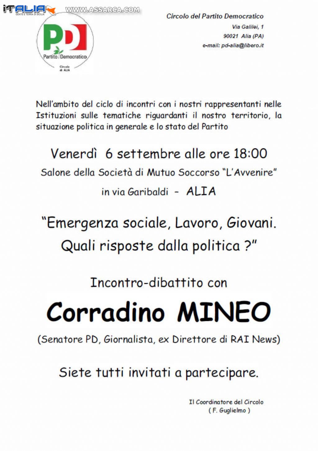 Incontro dibattito con Corradino Mineo